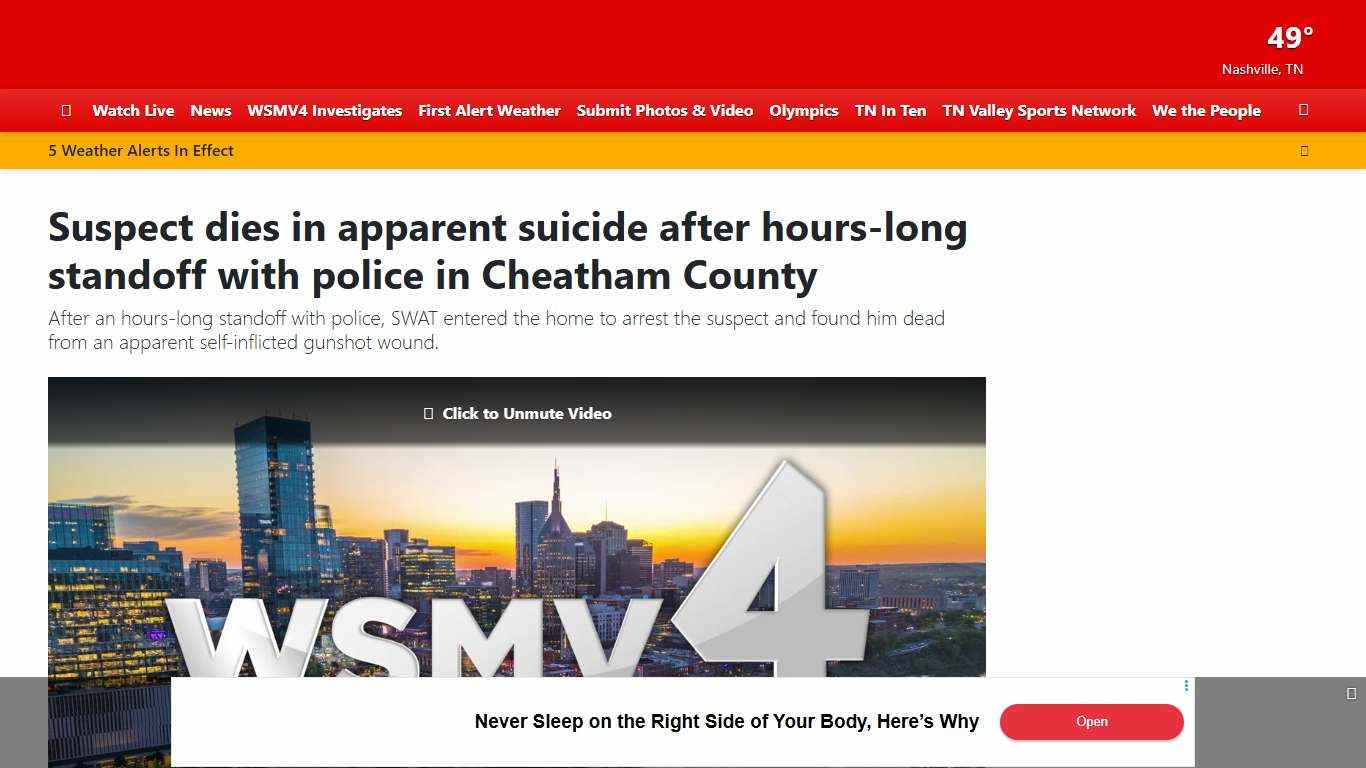 Suspect dies in apparent suicide after hours-long standoff with police in Cheatham County